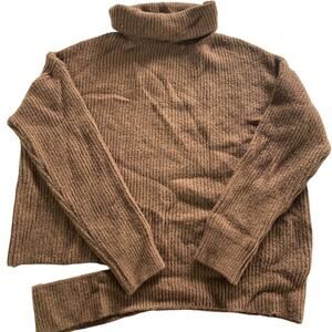 Oak + Fort Sweater Womens One Size Brown Knit Cutout Turtleneck Pullover